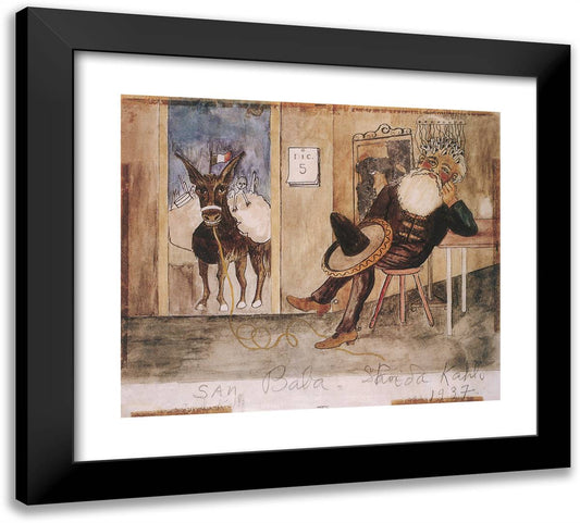 Saint Nicholas 22x20 Black Modern Wood Framed Art Print Poster by Kahlo, Frida