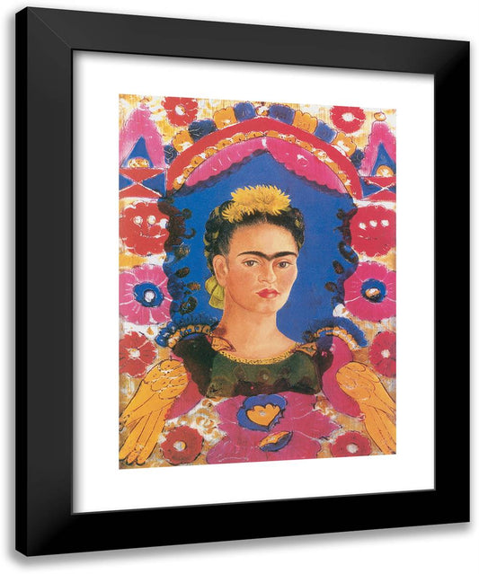 Self Portrait (The Frame) 20x24 Black Modern Wood Framed Art Print Poster by Kahlo, Frida