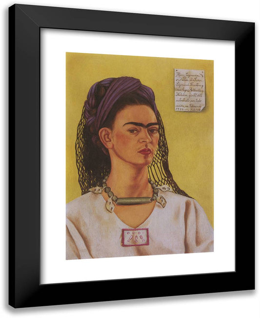 Self Portrait Dedicated to Sigmund Firestone 19x24 Black Modern Wood Framed Art Print Poster by Kahlo, Frida