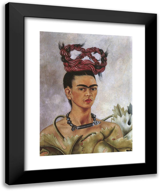 Self Portrait with Braid 20x24 Black Modern Wood Framed Art Print Poster by Kahlo, Frida