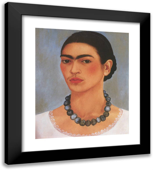 Self Portrait with Necklace 20x23 Black Modern Wood Framed Art Print Poster by Kahlo, Frida