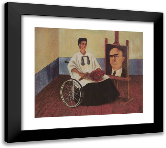 Self Portrait with Portrait of Dr Farill 22x20 Black Modern Wood Framed Art Print Poster by Kahlo, Frida