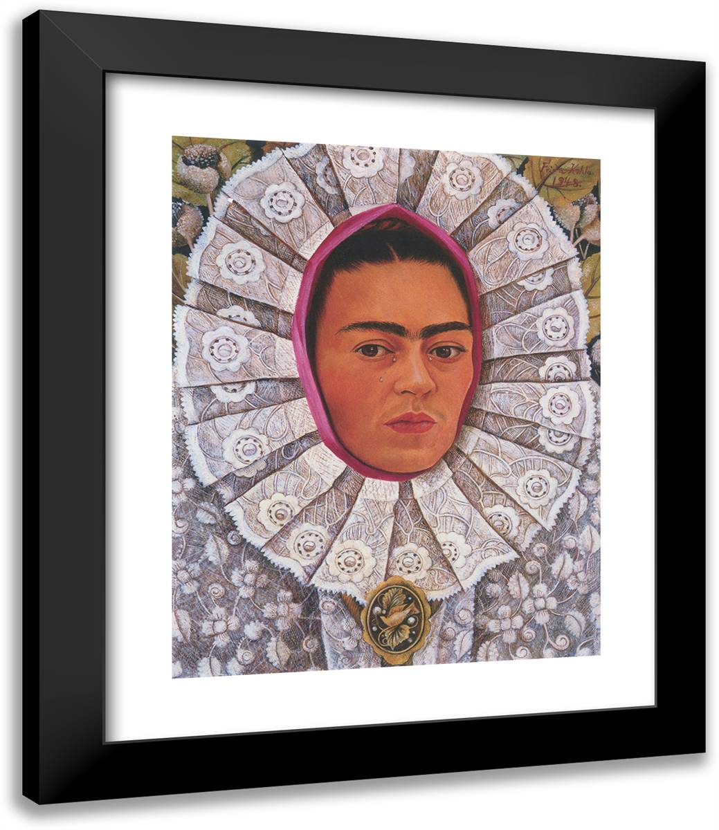 Self Portrait, 1948 20x24 Black Modern Wood Framed Art Print Poster by Kahlo, Frida