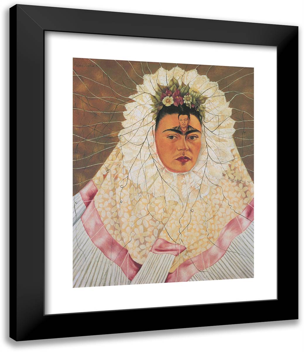 Self Portrait, Diego on My Mind 20x24 Black Modern Wood Framed Art Print Poster by Kahlo, Frida