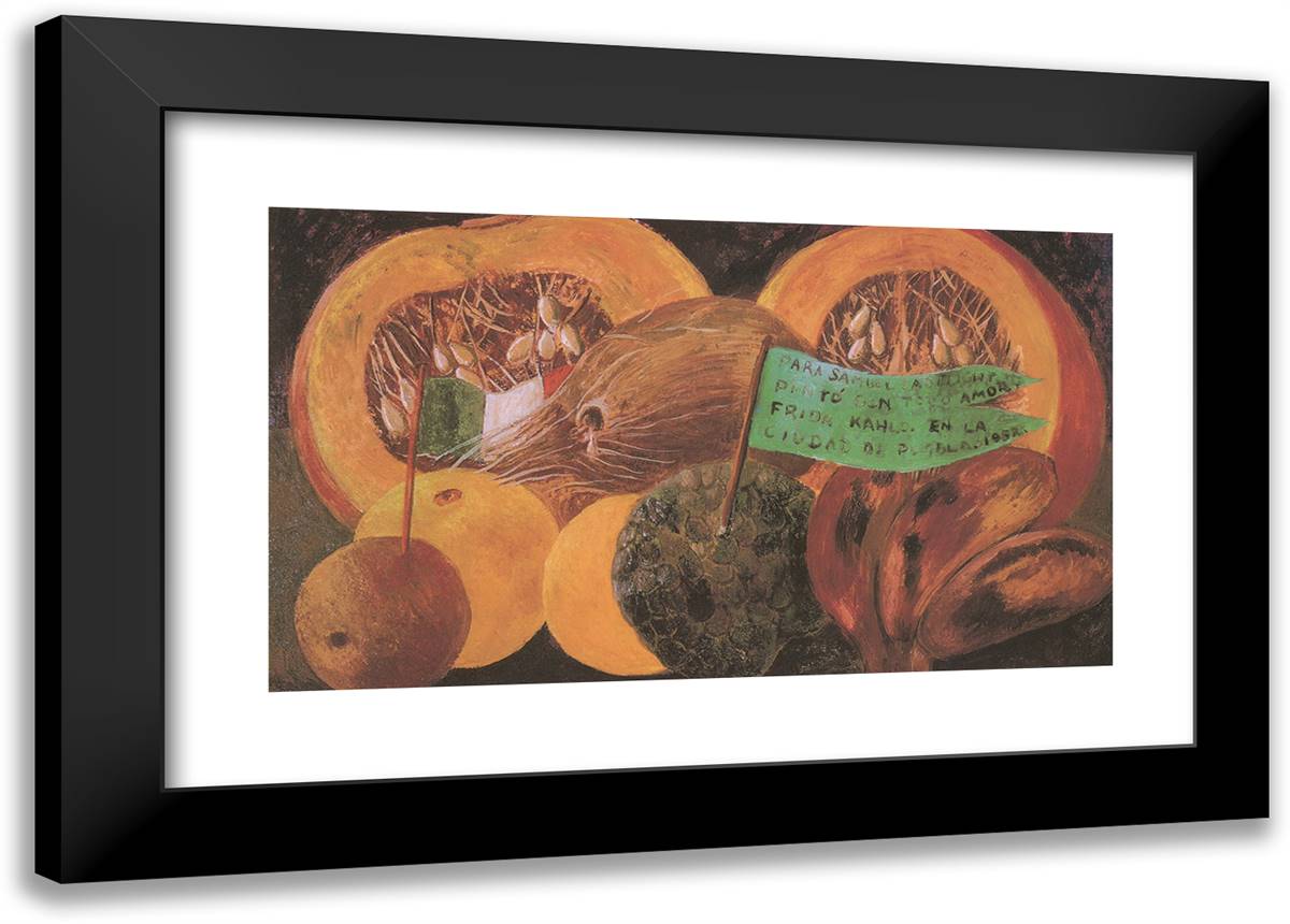 Still Life Dedicated to Samuel Fastlicht 24x17 Black Modern Wood Framed Art Print Poster by Kahlo, Frida