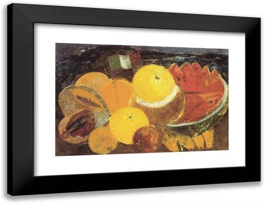 Still Life with Flag 24x18 Black Modern Wood Framed Art Print Poster by Kahlo, Frida