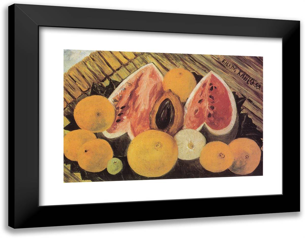 Still Life with Watermelons 24x19 Black Modern Wood Framed Art Print Poster by Kahlo, Frida