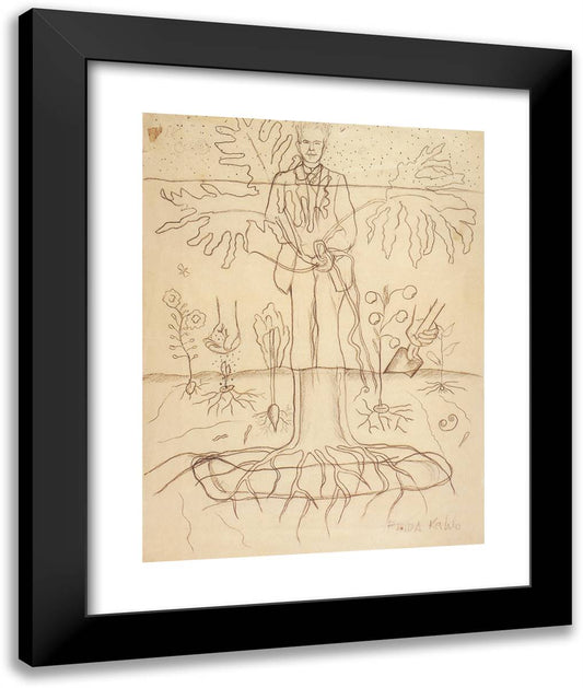 Study for Portrait If Luther Burbank 20x24 Black Modern Wood Framed Art Print Poster by Kahlo, Frida