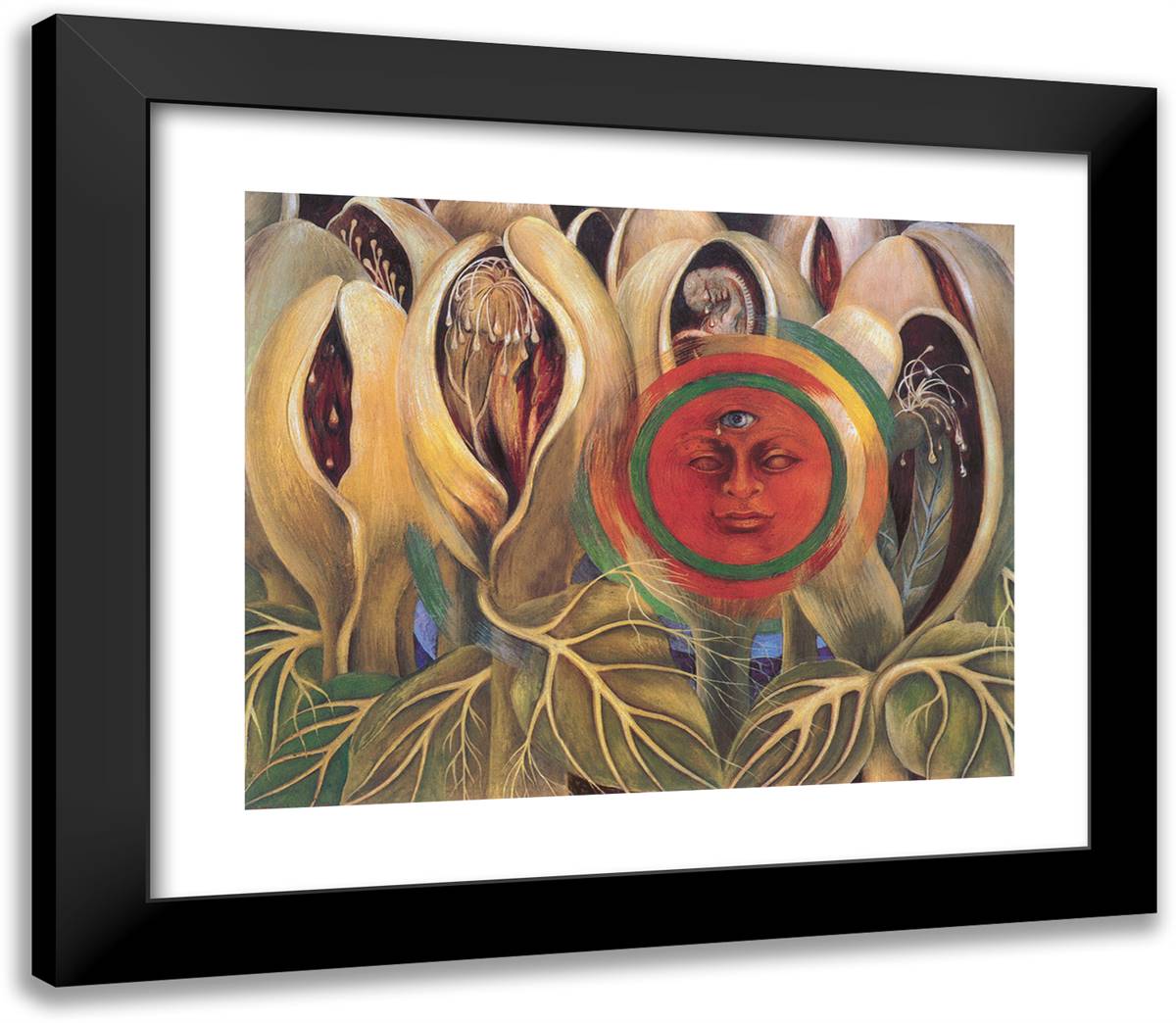 Sun and Life 23x20 Black Modern Wood Framed Art Print Poster by Kahlo, Frida