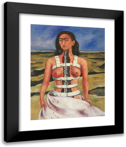 The Broken Column 20x24 Black Modern Wood Framed Art Print Poster by Kahlo, Frida
