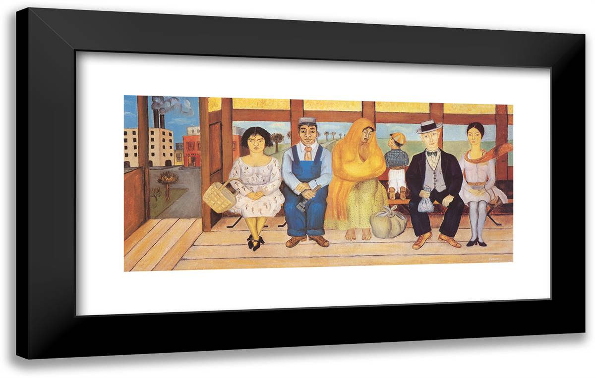 The Bus 24x15 Black Modern Wood Framed Art Print Poster by Kahlo, Frida