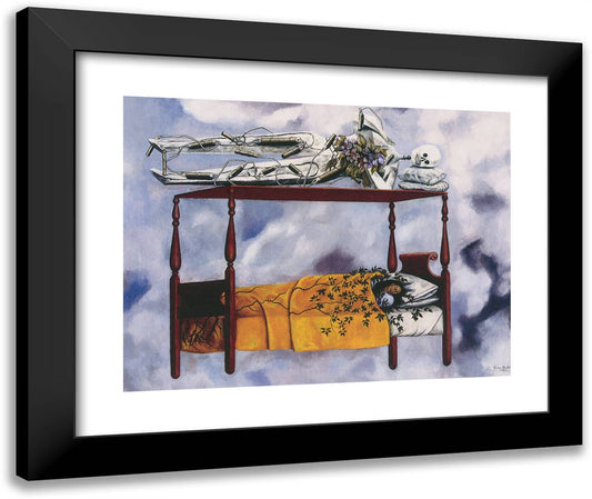 The Dream (The Bed) 24x20 Black Modern Wood Framed Art Print Poster by Kahlo, Frida