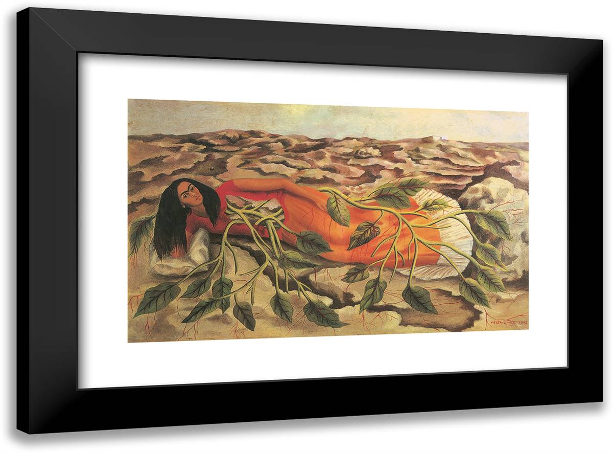 The Pedregal (Roots) 24x18 Black Modern Wood Framed Art Print Poster by Kahlo, Frida