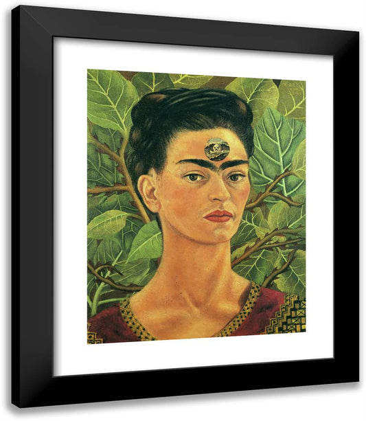 Thinking About Death 20x23 Black Modern Wood Framed Art Print Poster by Kahlo, Frida