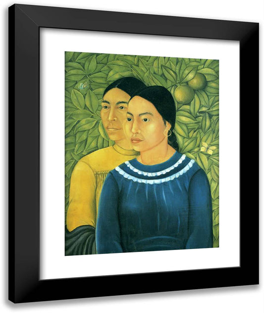 Two Women 20x24 Black Modern Wood Framed Art Print Poster by Kahlo, Frida