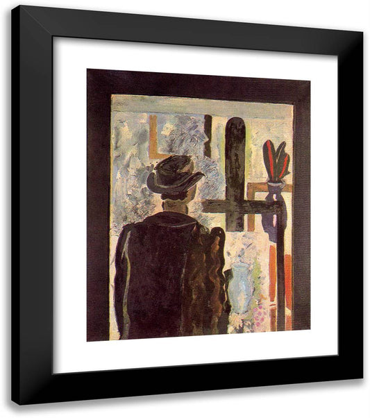 A Man at the Easel 20x23 Black Modern Wood Framed Art Print Poster by Braque, Georges