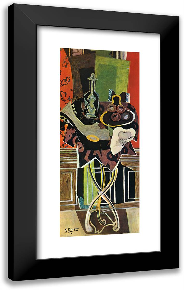 A Red Pedestal 14x24 Black Modern Wood Framed Art Print Poster by Braque, Georges