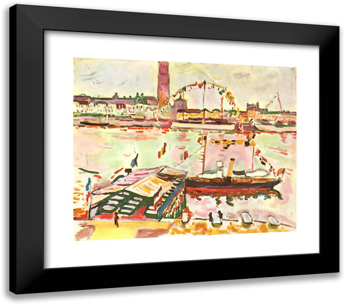 Antwerp Harbor 23x20 Black Modern Wood Framed Art Print Poster by Braque, Georges