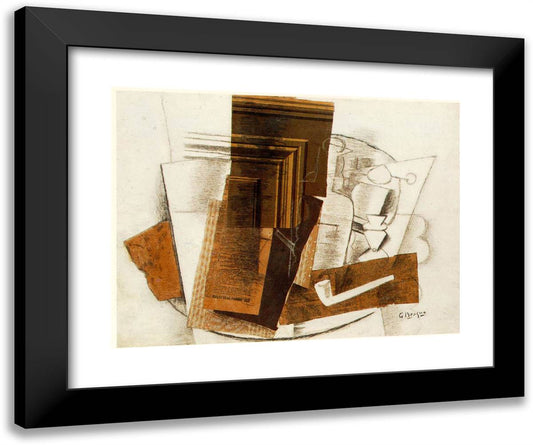 Bottle 24x20 Black Modern Wood Framed Art Print Poster by Braque, Georges