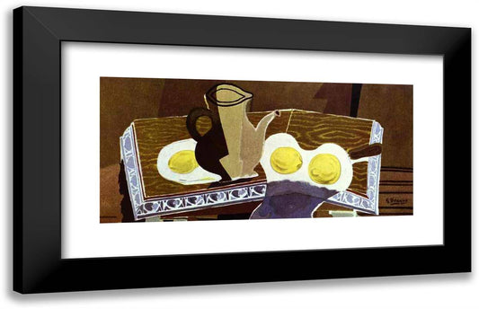 Glass Pitcher and Lemons 24x15 Black Modern Wood Framed Art Print Poster by Braque, Georges