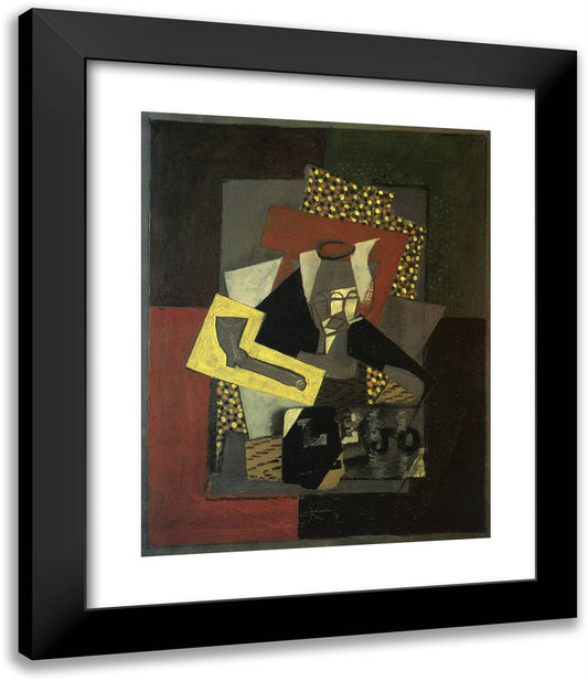 Glass, Pipe and Newspaper 20x24 Black Modern Wood Framed Art Print Poster by Braque, Georges