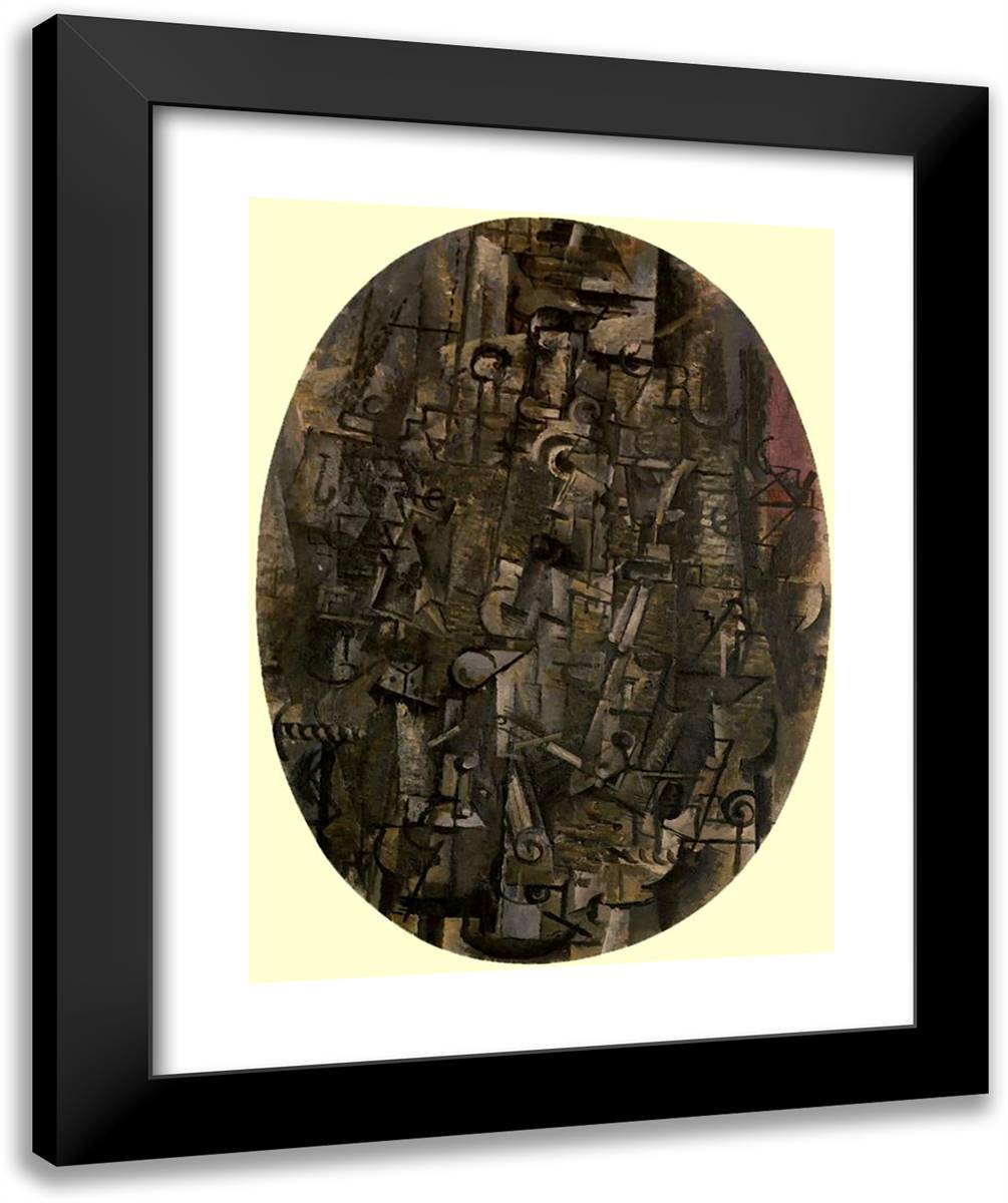 Glasses and Bottle 20x24 Black Modern Wood Framed Art Print Poster by Braque, Georges