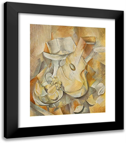 Guitar and Fruit Dish 20x23 Black Modern Wood Framed Art Print Poster by Braque, Georges