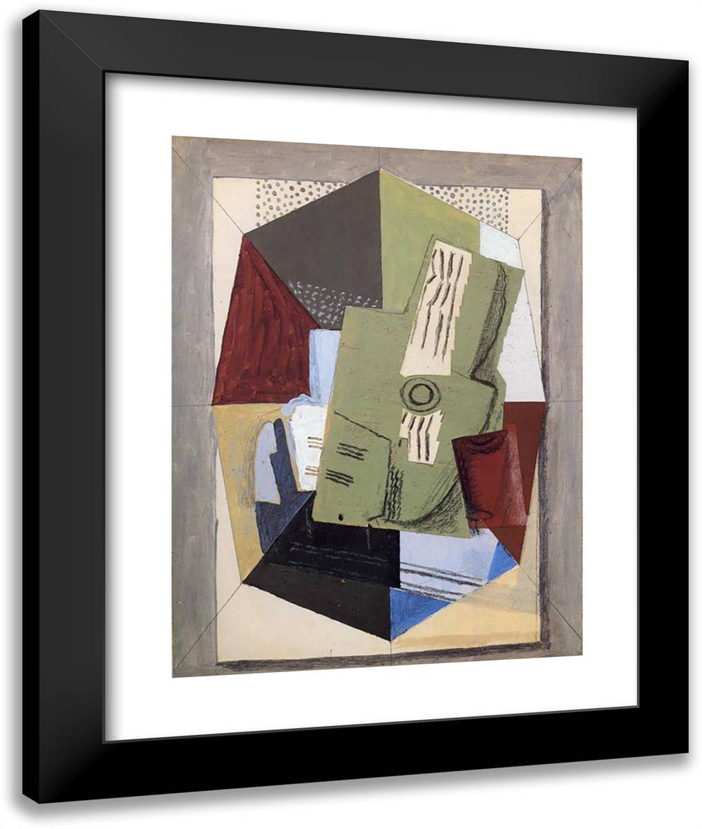 Guitar and Sheet Music on Table 20x24 Black Modern Wood Framed Art Print Poster by Braque, Georges