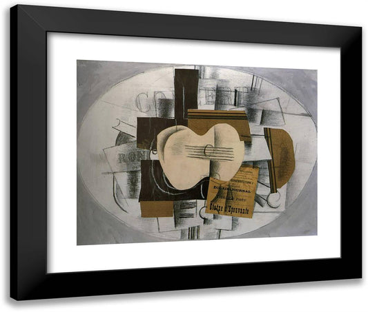 Guitar Program Statue D'Epouvante  24x20 Black Modern Wood Framed Art Print Poster by Braque, Georges
