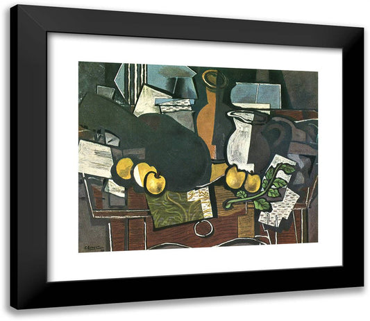 Guitar, Fruit and Pitcher  23x20 Black Modern Wood Framed Art Print Poster by Braque, Georges
