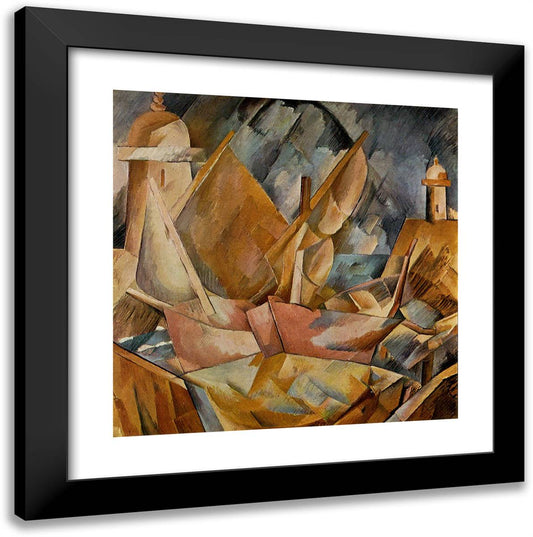 Harbor in Normandy 20x20 Black Modern Wood Framed Art Print Poster by Braque, Georges