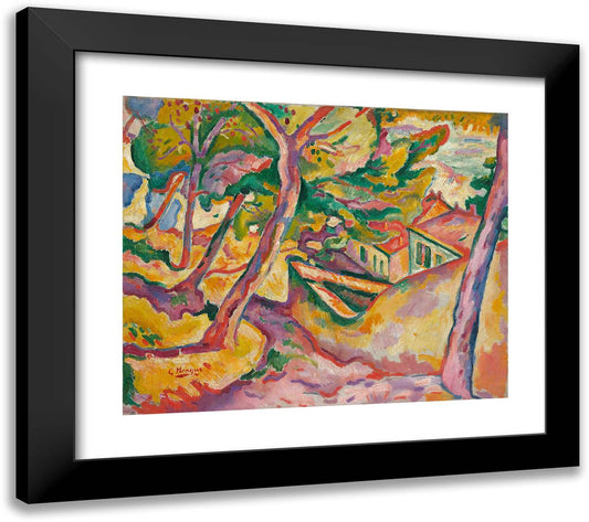 Landscape at L'Estaque 23x20 Black Modern Wood Framed Art Print Poster by Braque, Georges