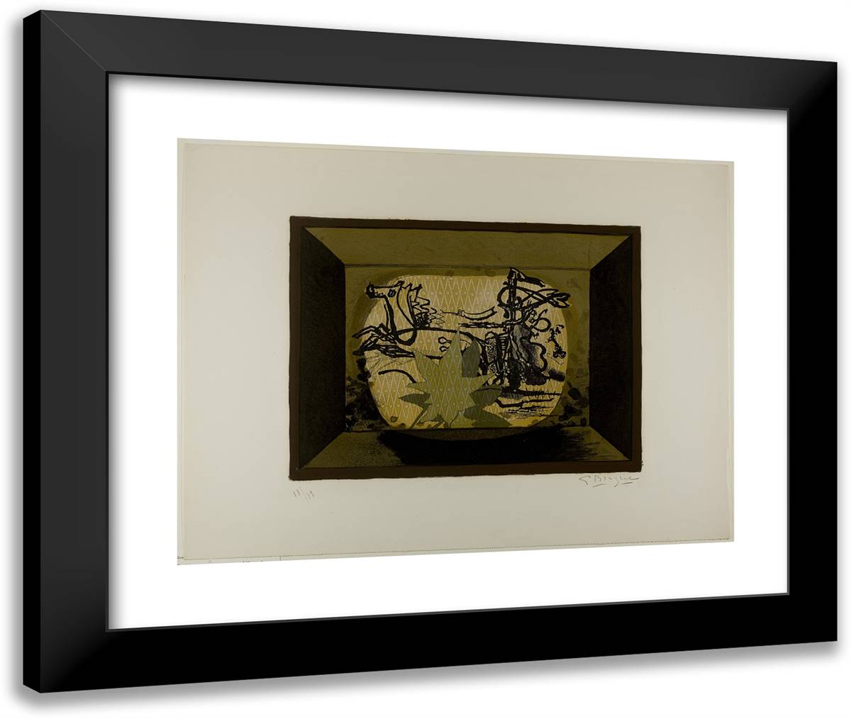 Le Char 24x20 Black Modern Wood Framed Art Print Poster by Braque, Georges