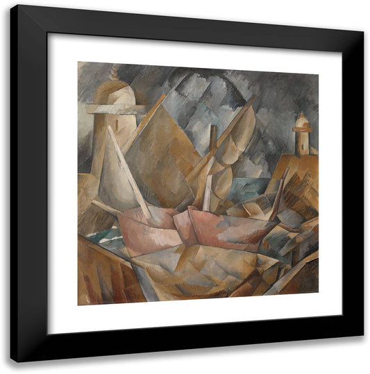 Little Harbor in Normandy 20x20 Black Modern Wood Framed Art Print Poster by Braque, Georges