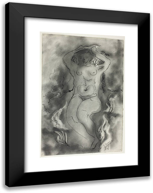 Nude (Recto); Reclining Nude (Verso) 18x24 Black Modern Wood Framed Art Print Poster by Braque, Georges