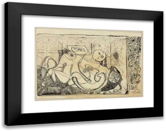 Reclining Nude 24x19 Black Modern Wood Framed Art Print Poster by Braque, Georges