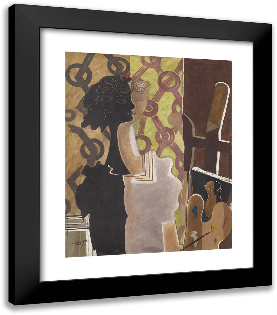 Woman at an Easel (Green Screen) 20x23 Black Modern Wood Framed Art Print Poster by Braque, Georges