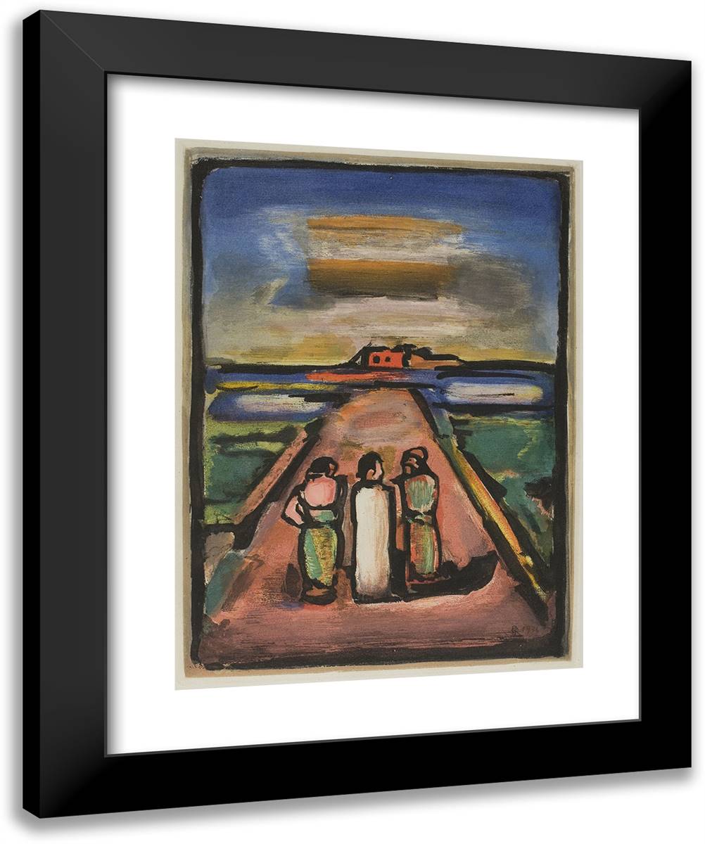 Christ and Disciples, Plate Fifteen from the Passion 20x24 Black Modern Wood Framed Art Print Poster by Rouault, Georges