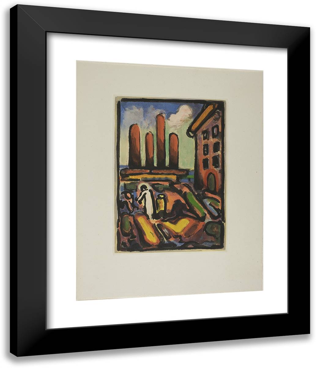 Christ in Faubourg, Plate One from the Passion 20x24 Black Modern Wood Framed Art Print Poster by Rouault, Georges