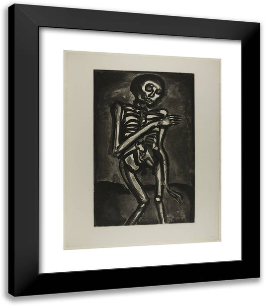Death Took Him as He Rose from His Bed of Nettles, Plate 45 from Miserere 20x24 Black Modern Wood Framed Art Print Poster by Rouault, Georges