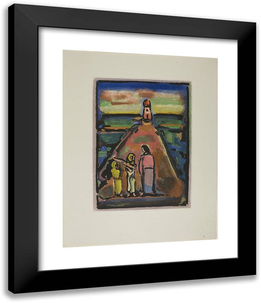 Encounter, Plate Thirteen from the Passion 20x24 Black Modern Wood Framed Art Print Poster by Rouault, Georges