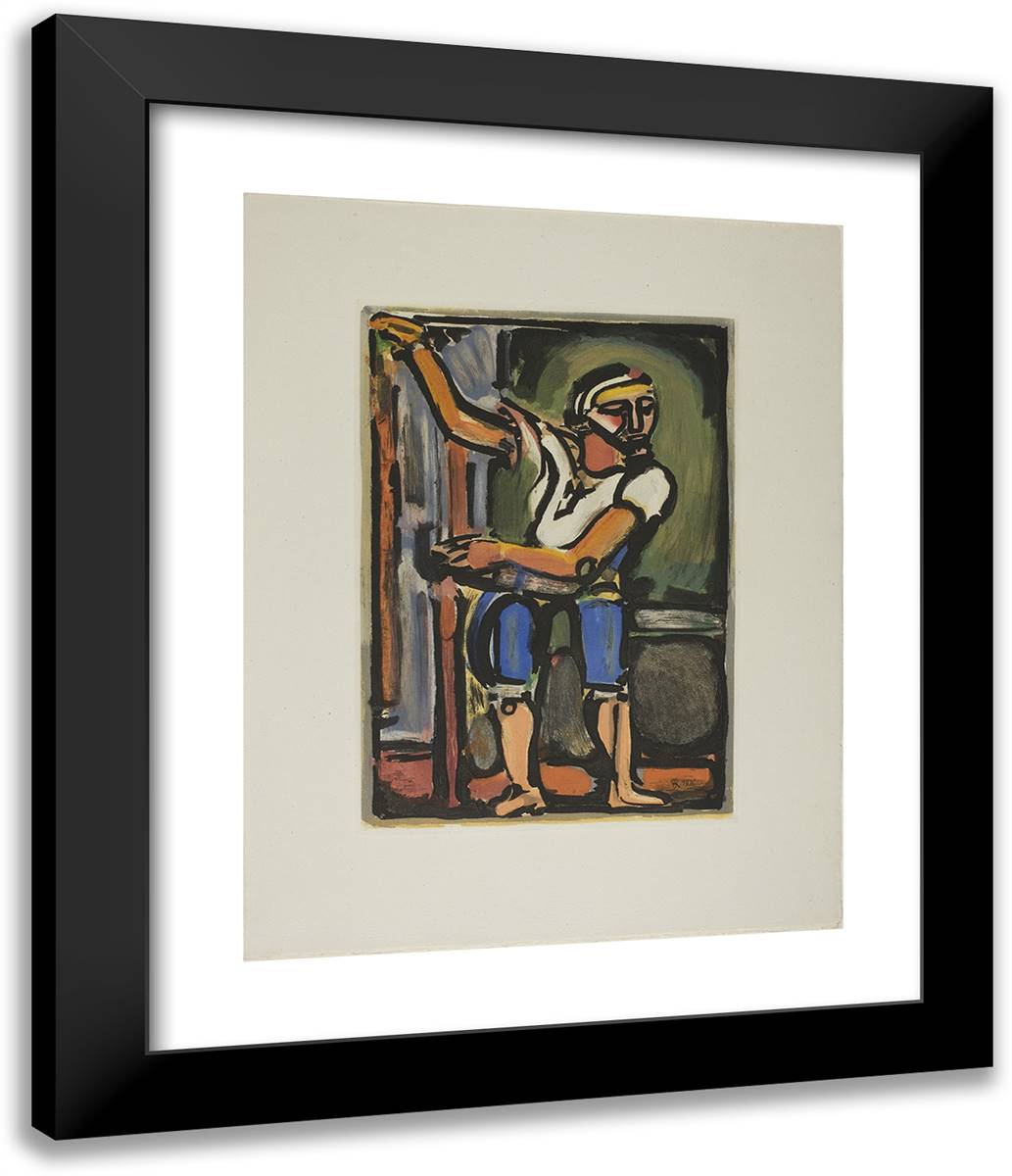 Fisherman, Plate Ten from the Passion 20x24 Black Modern Wood Framed Art Print Poster by Rouault, Georges