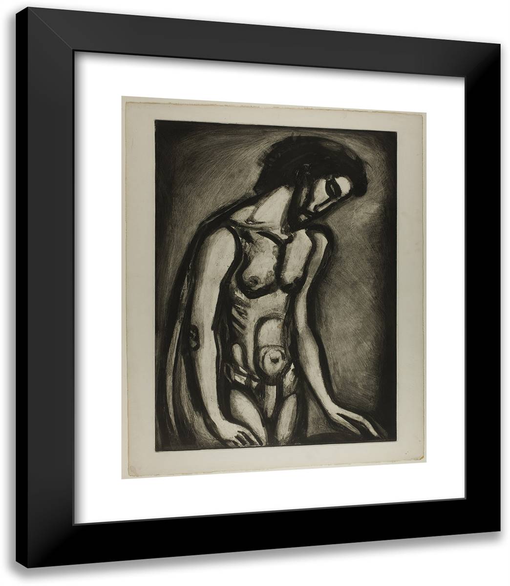 He Was Oppressed and Afflicted but He Never Opened His Mouth, Plate 21 from Miserere 20x23 Black Modern Wood Framed Art Print Poster by Rouault, Georges