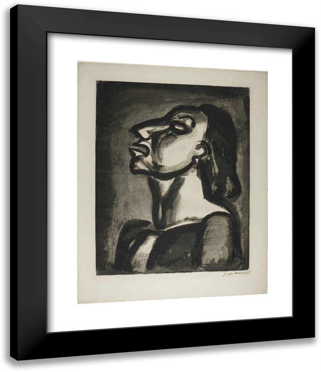 His Lawyer, in Hollow Phrases, Proclaims His Total Thoughtlessness, Plate Nineteen from Miserere 20x24 Black Modern Wood Framed Art Print Poster by Rouault, Georges