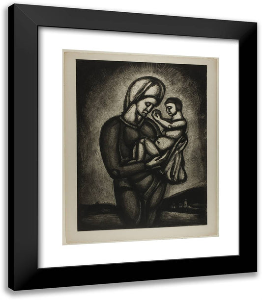 In These Dark Times of Vanity and Unbelief, Our Lady of the Ends of the Earth Keeps Watch, Plate 56 from Miserere 20x23 Black Modern Wood Framed Art Print Poster by Rouault, Georges