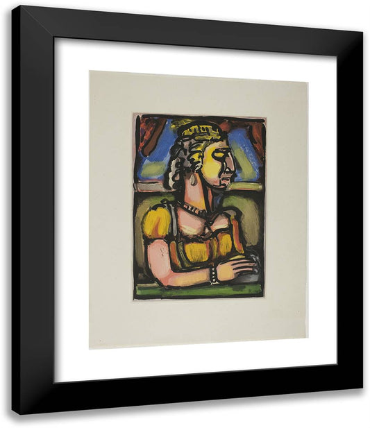 Lady with a Bonnet, Plate Twelve from Passion 20x24 Black Modern Wood Framed Art Print Poster by Rouault, Georges