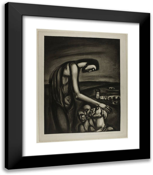 Miserere Christ Blessing Three Men 20x23 Black Modern Wood Framed Art Print Poster by Rouault, Georges