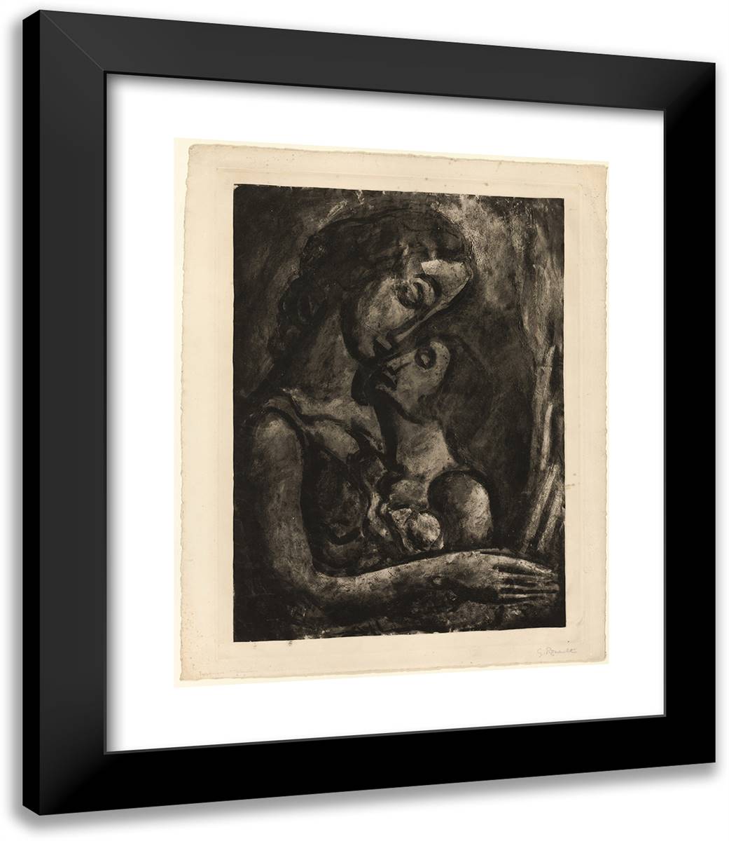 Mother and Child_1 20x23 Black Modern Wood Framed Art Print Poster by Rouault, Georges