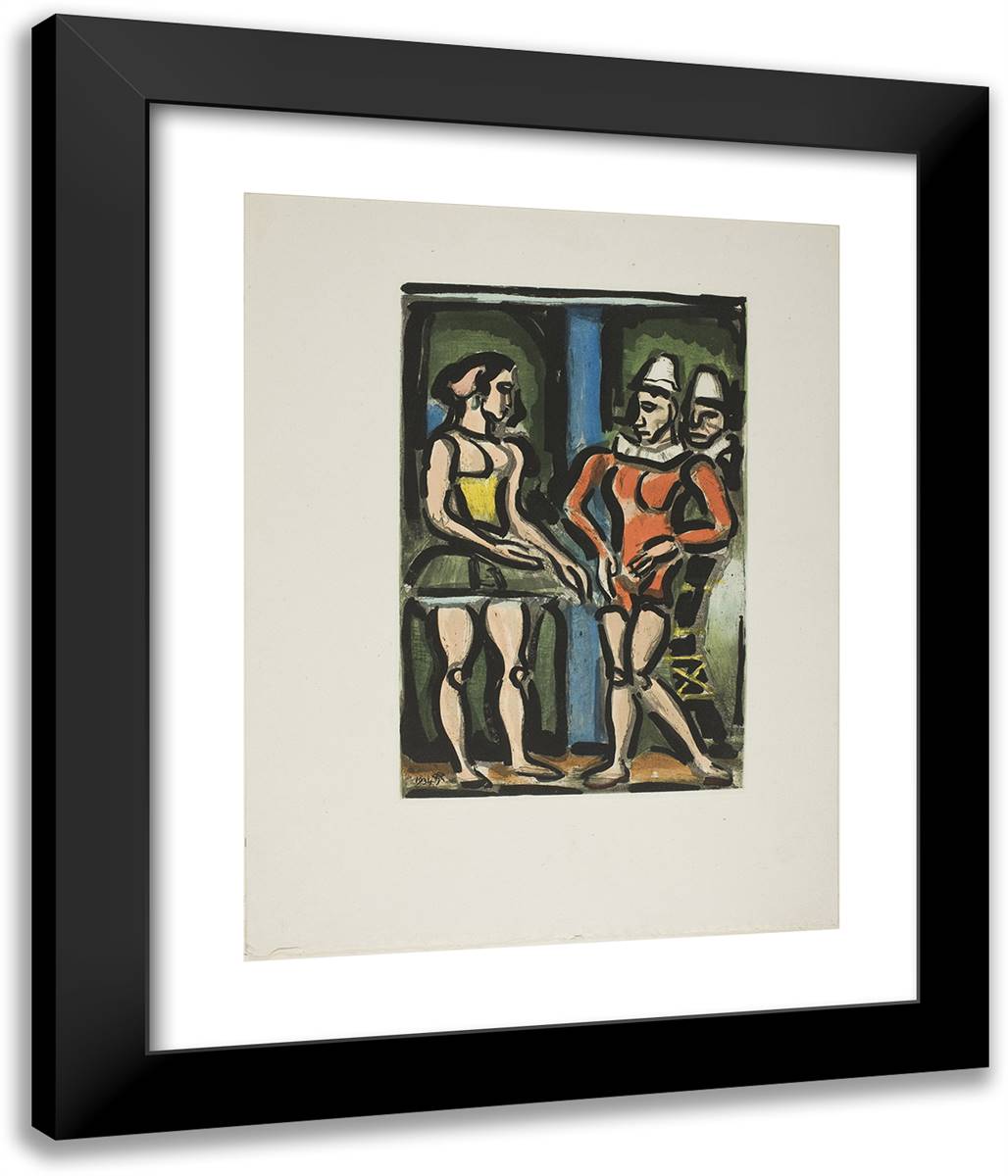 Parade, Frontispiece from Cirque De L'Etoile Filante 20x24 Black Modern Wood Framed Art Print Poster by Rouault, Georges