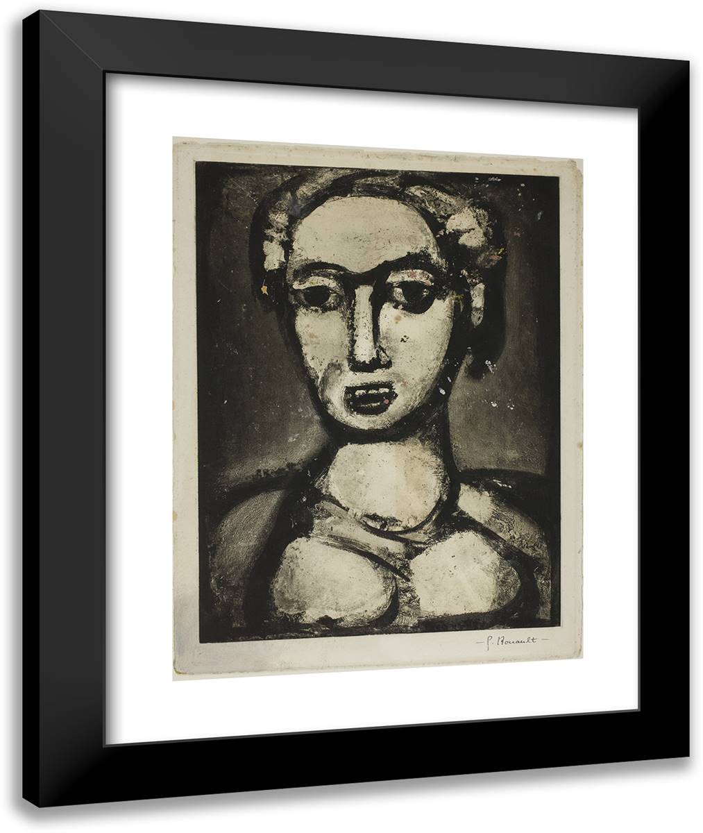 Satan IV, Plate Twelve from Les Fleurs Du Mal 20x24 Black Modern Wood Framed Art Print Poster by Rouault, Georges